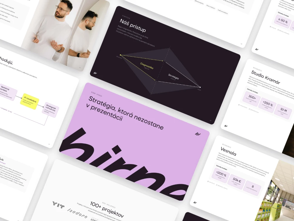 Ukážky marketingových stratégií Birne v prezentáciách